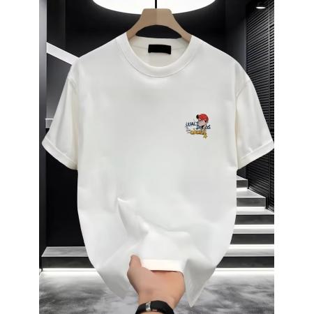 BY20308# 跨境短袖t恤男士潮牌夏季宽松五分袖新款网红潮流ins简约印花上衣 服裝批發男裝批發服飾貨源