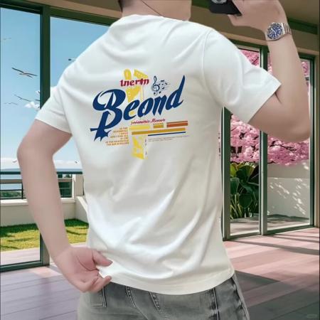 BY20309# 跨境短袖t恤男士潮牌夏季宽松五分袖新款网红潮流ins简约印花上衣 服裝批發男裝批發服飾貨源