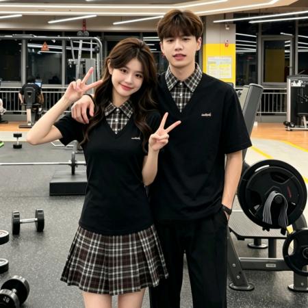 情侣装学院风假两件收腰显瘦百褶连衣裙小众设计POLO领  服裝批發女裝批發服飾貨源