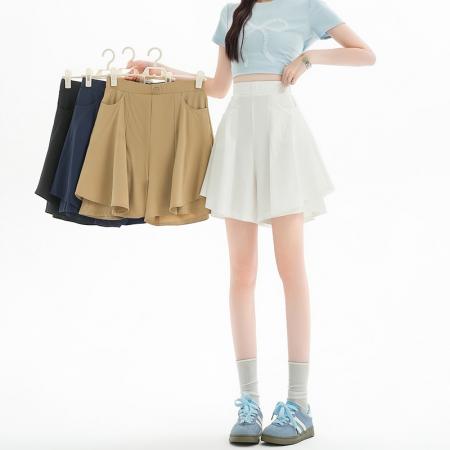 BY20358# 小个子阔腿短裤女夏季新款高腰显瘦五分裤A字休闲裙裤  服裝批發女裝批發服飾貨源