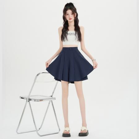 BY20358# 小个子阔腿短裤女夏季新款高腰显瘦五分裤A字休闲裙裤  服裝批發女裝批發服飾貨源