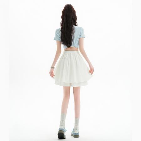BY20358# 小个子阔腿短裤女夏季新款高腰显瘦五分裤A字休闲裙裤  服裝批發女裝批發服飾貨源