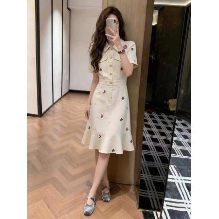 BY20371# 夏季新款绝美不撞款气质巨好看法式小个子polo领衬衫连衣裙子  服裝批發女裝批發服飾貨源