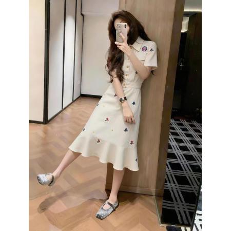 BY20371# 夏季新款绝美不撞款气质巨好看法式小个子polo领衬衫连衣裙子  服裝批發女裝批發服飾貨源