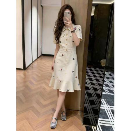 BY20371# 夏季新款绝美不撞款气质巨好看法式小个子polo领衬衫连衣裙子  服裝批發女裝批發服飾貨源