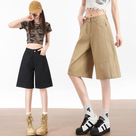 BY20440# 夏季新款时尚潮流阔腿五分裤休闲中裤  服裝批發女裝批發服飾貨源
