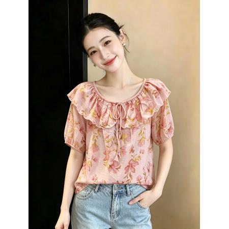 天丝棉刺绣花色女韩版超仙洋气宽松百搭遮肚子上衣  服裝批發女裝批發服飾貨源