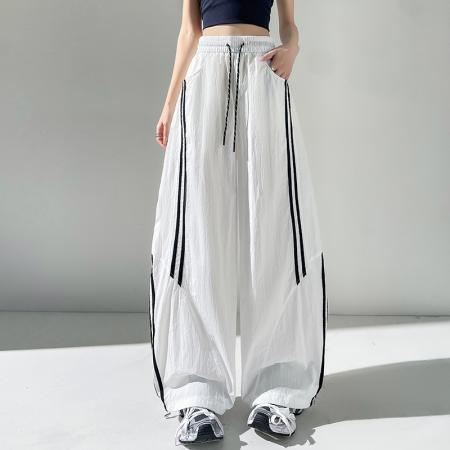 夏季新款速干弯刀裤两穿阔腿束脚美式宽松休闲运动裤长裤  服裝批發女裝批發服飾貨源