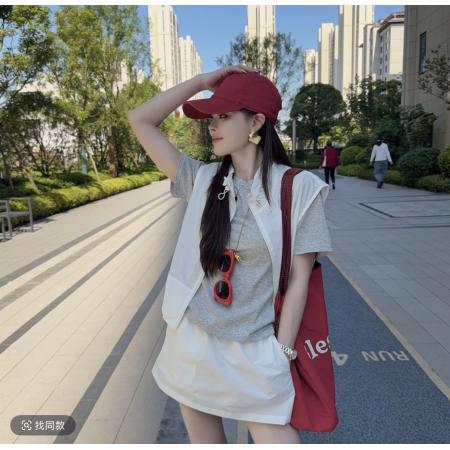 晓溪服饰夏季新款时尚休闲减龄显瘦马甲A字裙两件套  服裝批發女裝批發服飾貨源