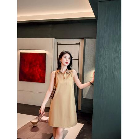 BY20619# 夏季新款裙子时尚休闲百搭条纹衬衫翻领中长款洋气女士无袖连衣裙 服裝批發女裝批發服飾貨源