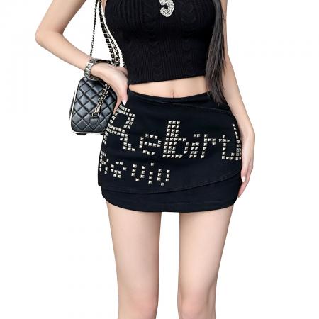 BY20628# 美式纯欲风辣妹重工设计感弹力牛仔半身裙 服裝批發女裝批發服飾貨源
