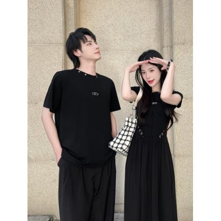 BY20702# 显瘦小黑裙复古风炸街收腰连衣裙暗黑风T恤 服裝批發女裝批發服飾貨源