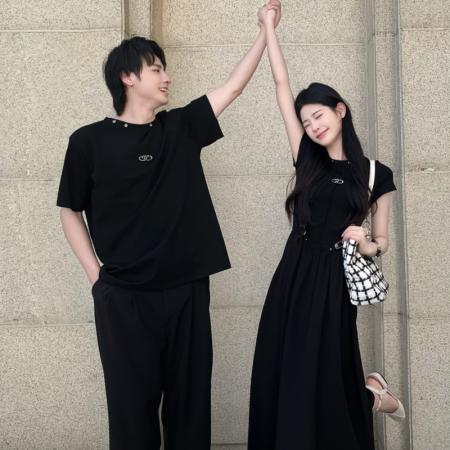 BY20702# 显瘦小黑裙复古风炸街收腰连衣裙暗黑风T恤 服裝批發女裝批發服飾貨源