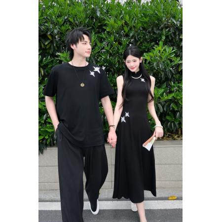 BY20704# 新中式国风改良款女短袖刺绣连衣裙旗袍男T恤衫 服裝批發女裝批發服飾貨源