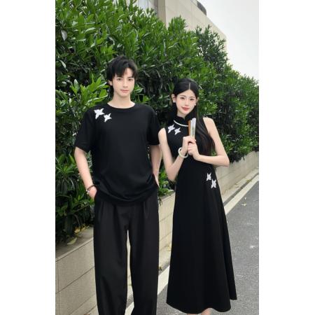 BY20704# 新中式国风改良款女短袖刺绣连衣裙旗袍男T恤衫 服裝批發女裝批發服飾貨源