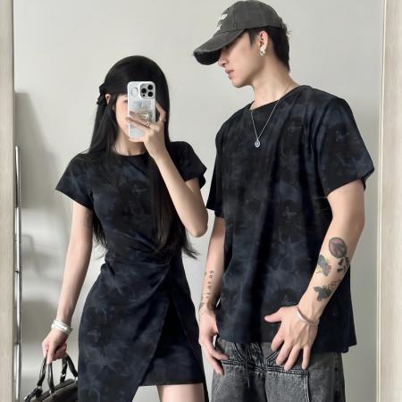 BY20706# 情侣装夏季法式度假沙滩连衣裙一衣一裙 服裝批發女裝批發服飾貨源