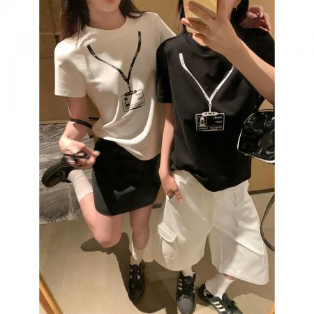 BY20749# 纯棉正肩短袖T恤女印花 服裝批發女裝批發服飾貨源