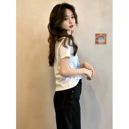 BY20750# 纯棉-正肩短袖T恤女印花 服裝批發女裝批發服飾貨源
