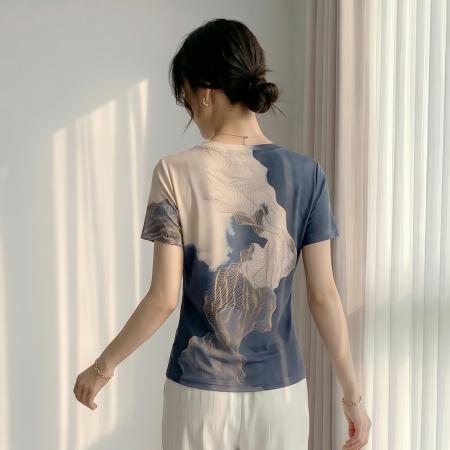 BY20753# 欧货夏装新款时尚定位卡通印花短袖T恤打底衫修身上衣女小衫 服裝批發女裝批發服飾貨源