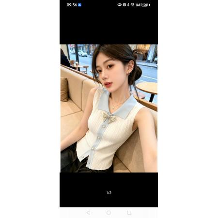 BY20759# 甜美风立体蝴蝶结无袖针织背心女夏季款漂亮外穿上衣 服裝批發女裝批發服飾貨源