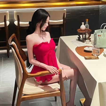 BY20769# 玫红色系带无袖抹胸背心女春季宽松显瘦性感甜辣妹裹胸上衣 服裝批發女裝批發服飾貨源