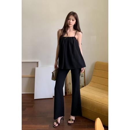 BY20775# 夏装新款气质高级感千金风吊带上衣女直筒微喇长裤两件套 服裝批發女裝批發服飾貨源