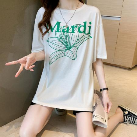 BY20778# 设计感小众短袖t恤chi港风女年夏季新款宽松中长款百搭纯棉半袖 服裝批發女裝批發服飾貨源