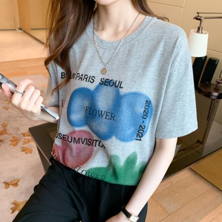 设计感小众短袖t恤chi港风女年夏季新款宽松中长款百搭纯棉半袖 服裝批發女裝批發服飾貨源