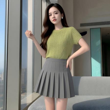 BY20852# 套装女夏季搭配一整套小个子两件套针织衫上衣+半身裙  服裝批發女裝批發服飾貨源