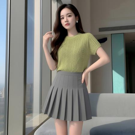 BY20852# 套装女夏季搭配一整套小个子两件套针织衫上衣+半身裙  服裝批發女裝批發服飾貨源