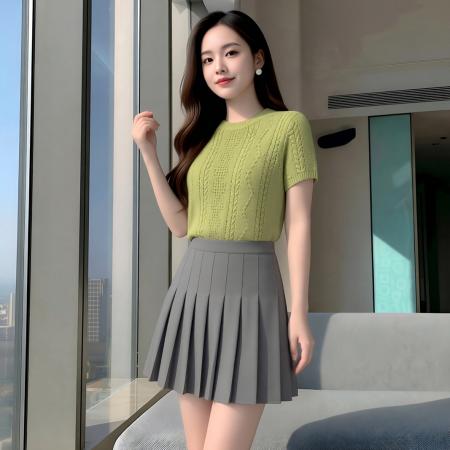 BY20852# 套装女夏季搭配一整套小个子两件套针织衫上衣+半身裙  服裝批發女裝批發服飾貨源