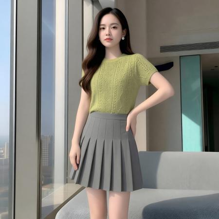 BY20852# 套装女夏季搭配一整套小个子两件套针织衫上衣+半身裙  服裝批發女裝批發服飾貨源