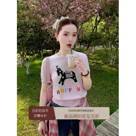 BY20857# 短袖t恤漂亮夏季正肩小上衣独特巨好看绝美的设计感气质女士  服裝批發女裝批發服飾貨源