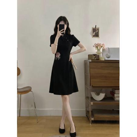 BY20871# 大码女装夏季新款新中式刺绣牡丹花气质显瘦旗袍连衣裙  服裝批發女裝批發服飾貨源