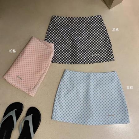 BY20916# 春夏新款小个子女装A字高腰显瘦格子半身裙辣妹包臀短裙  服裝批發女裝批發服飾貨源