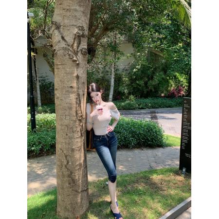 BY20917# 轻氧公式莱赛尔吊带斜肩收腰短T恤女春夏垂感上衣  服裝批發女裝批發服飾貨源