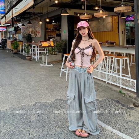 BY20918# 豹纹桃桃甜酷拿捏豹纹拼接吊带  服裝批發女裝批發服飾貨源