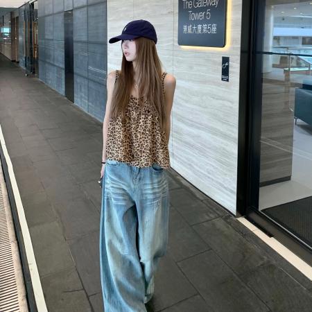 BY20919# 粉波点/豹纹可外穿小吊带背心女夏季辣妹显瘦纯欲无袖上衣  服裝批發女裝批發服飾貨源