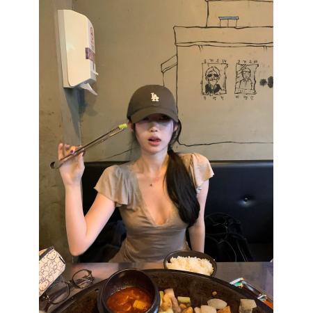 BY20920# 心动猎手天丝羊毛小飞袖蕾丝边短袖T恤女夏收腰显瘦上衣  服裝批發女裝批發服飾貨源