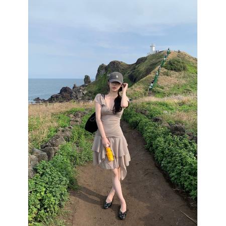BY20920# 心动猎手天丝羊毛小飞袖蕾丝边短袖T恤女夏收腰显瘦上衣  服裝批發女裝批發服飾貨源