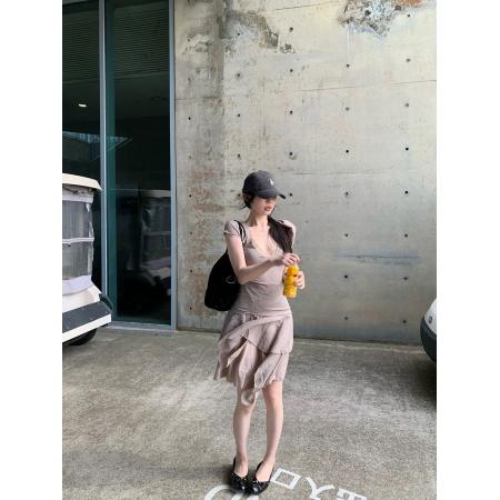 BY20920# 心动猎手天丝羊毛小飞袖蕾丝边短袖T恤女夏收腰显瘦上衣  服裝批發女裝批發服飾貨源