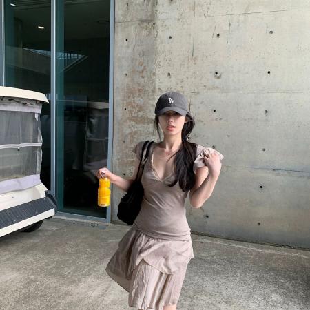 BY20920# 心动猎手天丝羊毛小飞袖蕾丝边短袖T恤女夏收腰显瘦上衣  服裝批發女裝批發服飾貨源