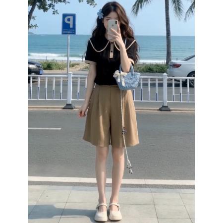 BY20952# 大码女装小香风翻领套装女设计感小众夏别致短裤洋气两件套  服裝批發女裝批發服飾貨源