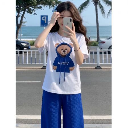 BY20957# 提花欧货时尚休闲套装女夏新款洋气高级感阔腿裤两件套  服裝批發女裝批發服飾貨源