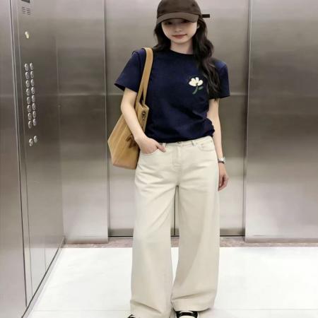 BY21006# 纯棉韩版新款正肩短袖T恤女印花辣妹上衣  服裝批發女裝批發服飾貨源