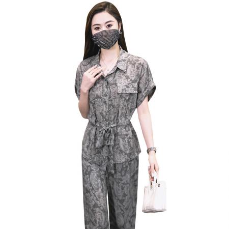BY21013# 夏季新款极简休闲时尚套装气质收腰显瘦时尚阔腿裤套装  服裝批發女裝批發服飾貨源