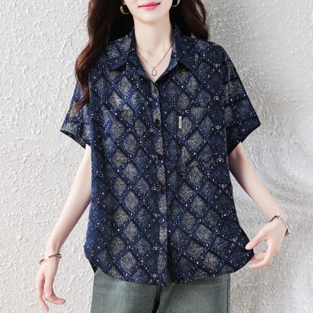 BY21014# 夏季新款女士短袖衬衣百搭设计感宽松显瘦休闲小衫  服裝批發女裝批發服飾貨源