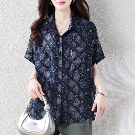 BY21014# 夏季新款女士短袖衬衣百搭设计感宽松显瘦休闲小衫  服裝批發女裝批發服飾貨源