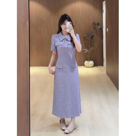 BY21018# 大码女装夏季名媛收腰气质高腰显高显瘦时尚小香风连衣裙  服裝批發女裝批發服飾貨源