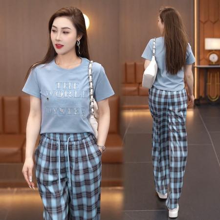 BY21031# 休闲运动服套装夏季新款大码跑步服洋气减龄宽松两件套 服裝批發女裝批發服飾貨源